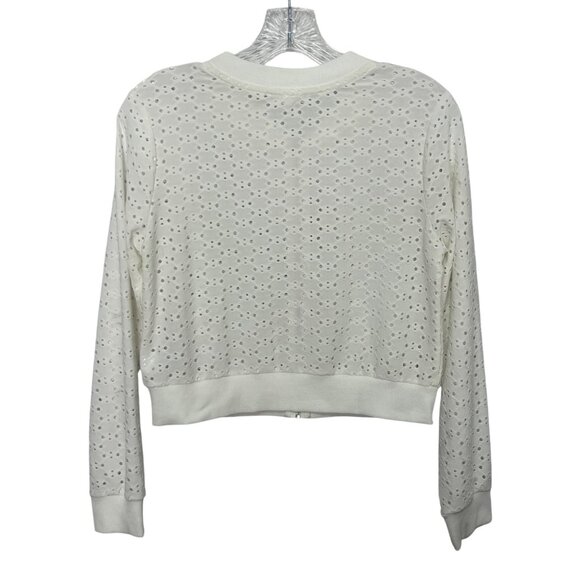 Knitworks Eyelet Zip-Up Jacket Girls  Size 16 White Plus Size Front Zipper - Picture 3 of 10